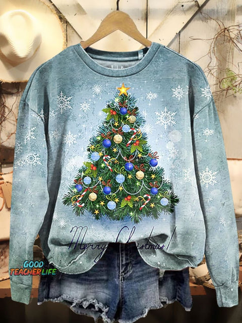 Christmas Tree Art Print Casual Sweatshirt