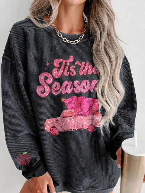 Women's Pink Christmas Casual Print Shirt