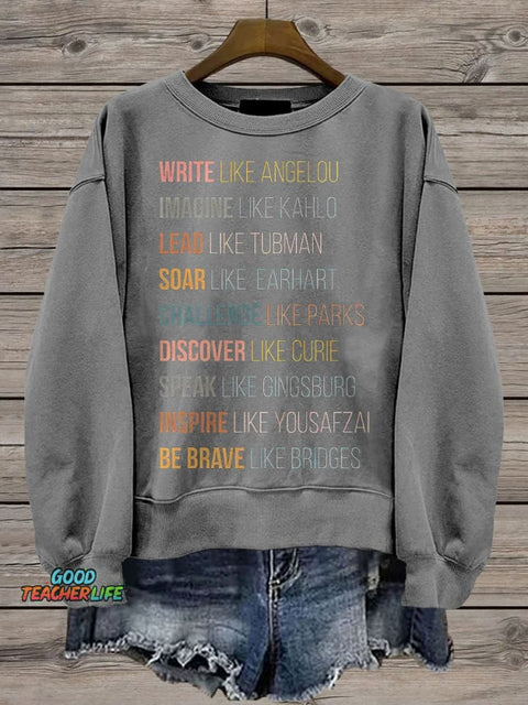 History Month Feminist Casual Print Sweatshirt