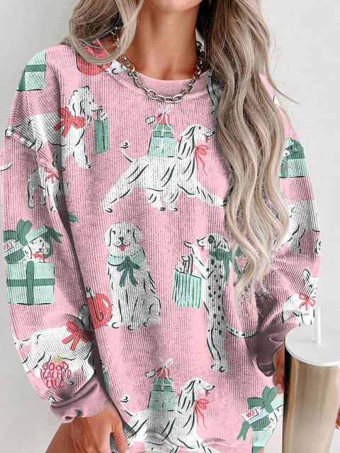 Christmas gift The dog pink Women's Casual Print Shirt