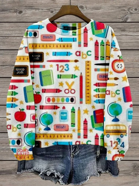 Kindergarten Teaching Props Pattern Casual Print Sweatshirt