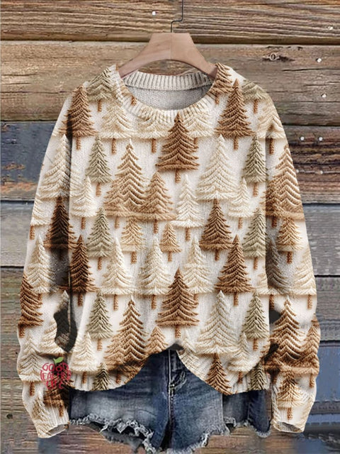 Christmas Gift Christmas Tree Art Print Knit Pullover Sweater