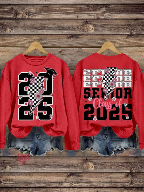 New Year Retro Senior 2025 Varsity Senior 2025  Teacher Casual  Sweatshirt