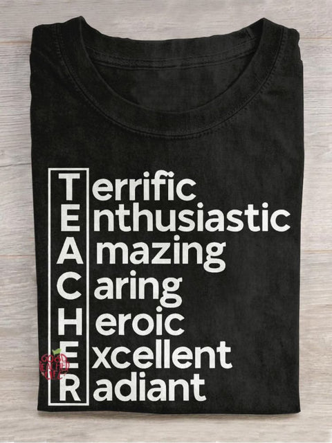 Teacher Casual Print T-shirt