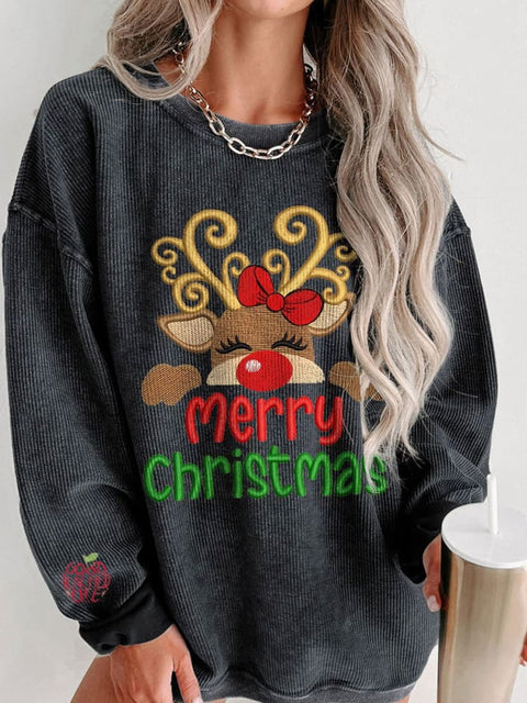 Women's Christmas Reindeer Merry Christmas Casual Print Sweatshirt