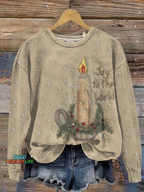 Retro Christmas Art Print Casual Sweatshirt