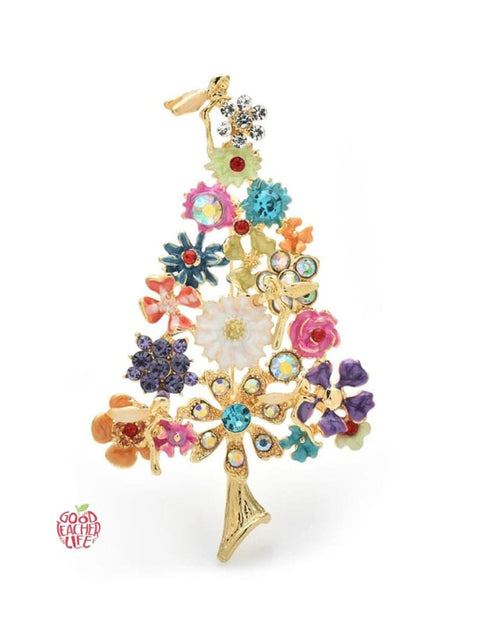 Women's Rhinestone Christmas Tree Brooch