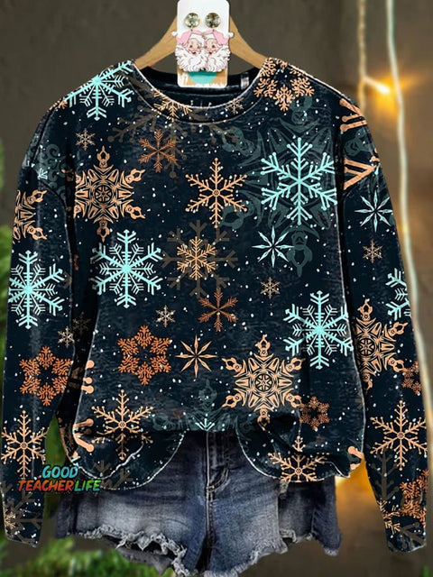 Christmas snowflake golden colorful Casual  Sweatshirt