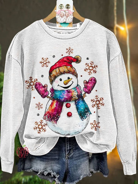 Colorful Scarves Snowman Teacher Casual Sweatshirt