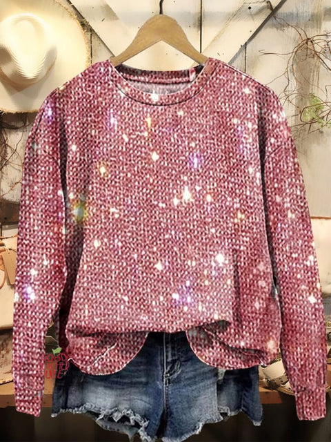 Women's Christmas Holiday Glitter Prints Casual Sweatshirt