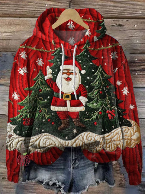 Christmas Santa Print Casual Hoodie Sweatshirt