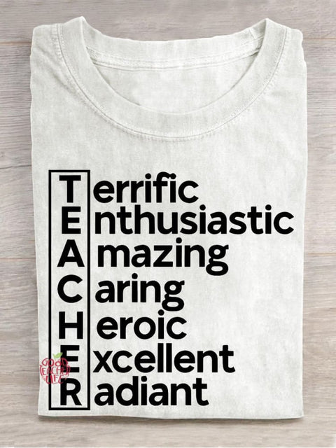 Teacher Casual Print T-shirt