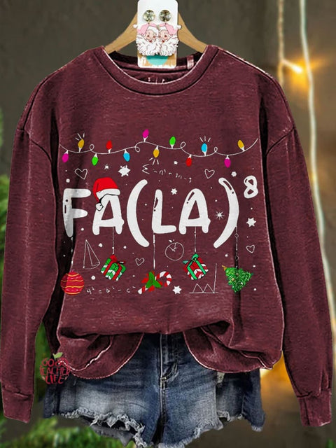 Fa La Eighth Power Christmas Math Teacher Casual Sweatshirt