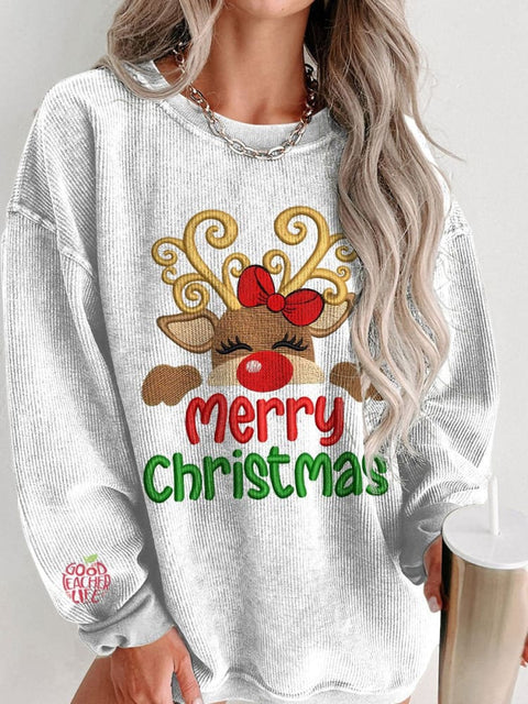 Women's Christmas Reindeer Merry Christmas Casual Print Sweatshirt