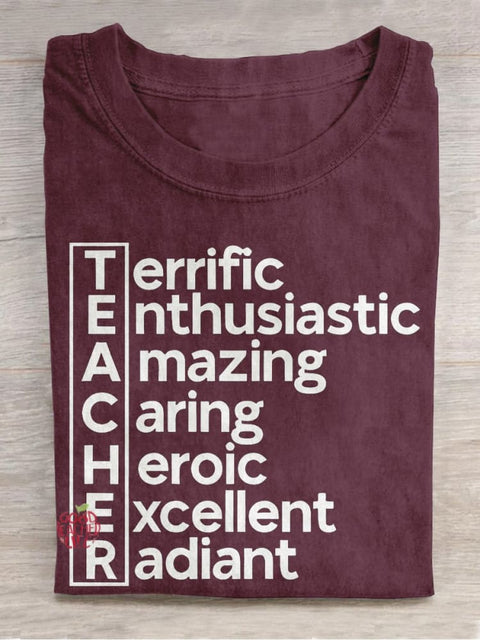 Teacher Casual Print T-shirt