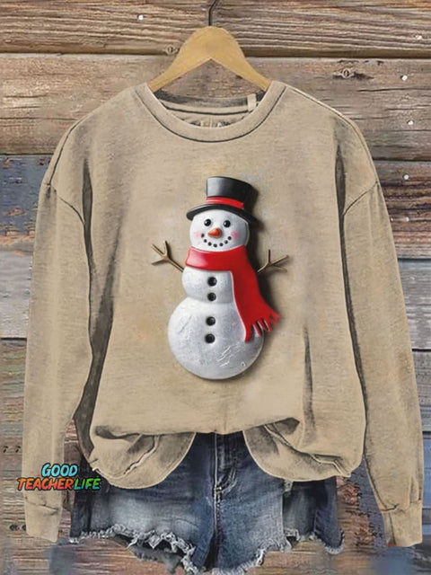 Christmas Snowman Art Print Casual  Sweatshirt