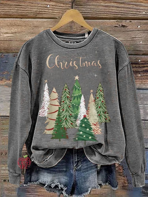 Christmas Tree Print Casual Sweatshirt