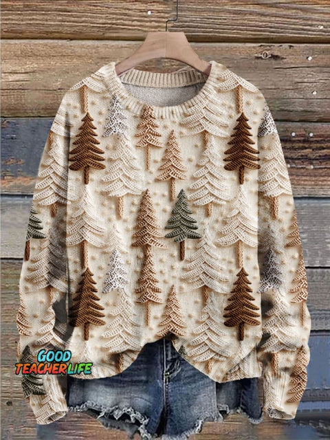 Christmas Gift Christmas Tree Art Print Knit Pullover Sweater