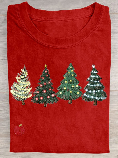 Christmas Tree Light Print T-shirt