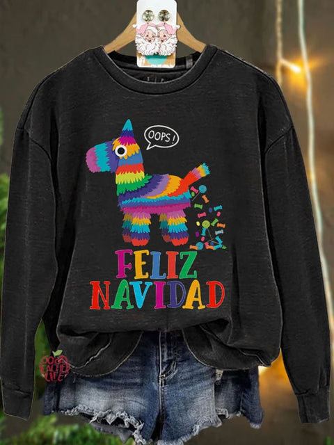 Oops Alpaca Feliz Navidad Spanish Teacher Casual Sweatshirt