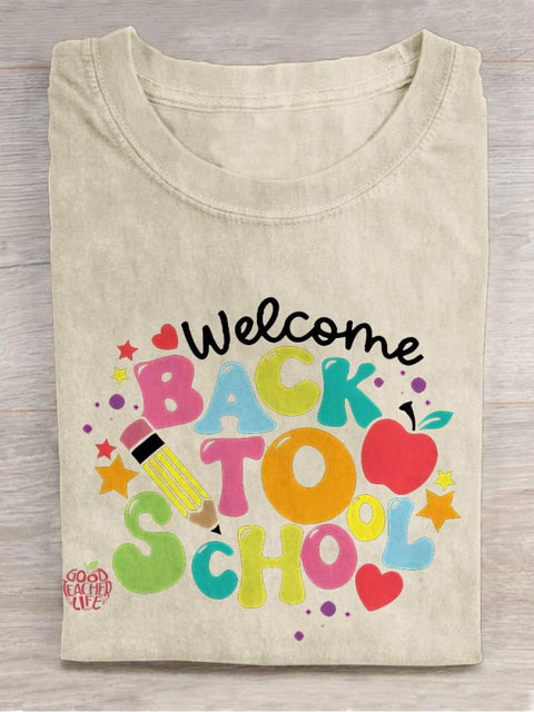 Welcome Back To School Teacher Casual Print T-shirt