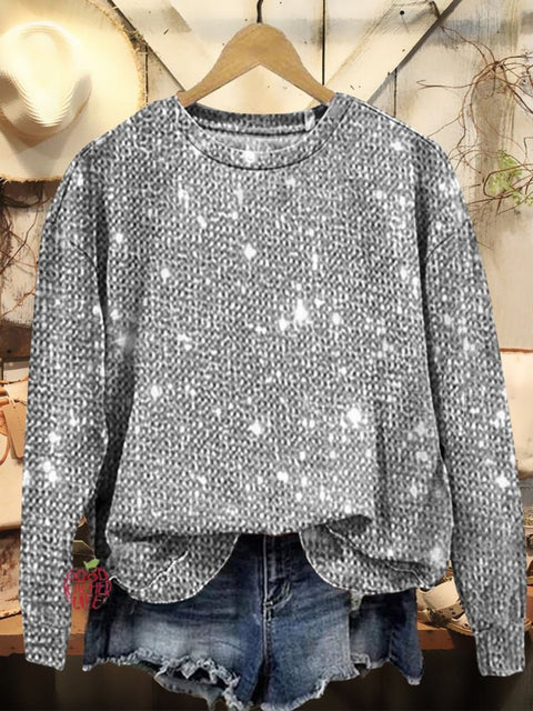 Women's Christmas Holiday Glitter Prints Casual Sweatshirt