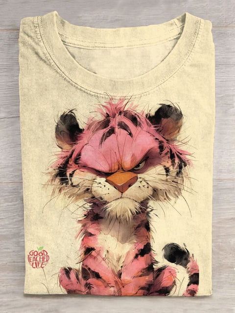 Funny Cute Tiger Art Casual Print T-shirt