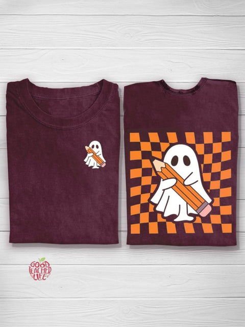 Halloween Pencil Ghost Teacher T-shirt