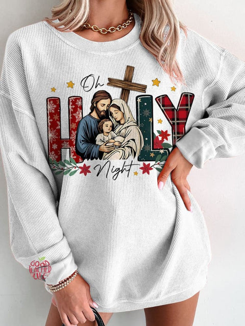 Christmas Oh holly night  Jesus is the reason Women's Casual Print Sweatshirt