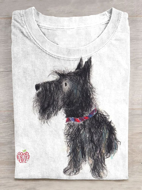 Funny Cute Dog Art Casual Print T-shirt