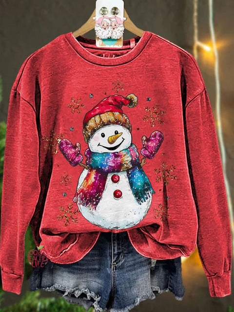 Colorful Scarves Snowman Teacher Casual Sweatshirt