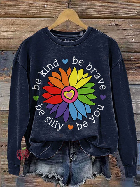 Be Kind Be Brave Be Silly Be You Teacher Casual Print Sweatshirt