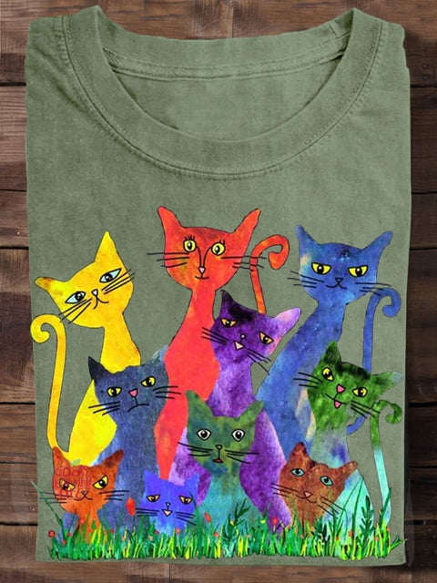 Cat Lover Watercolor Art T-shirt