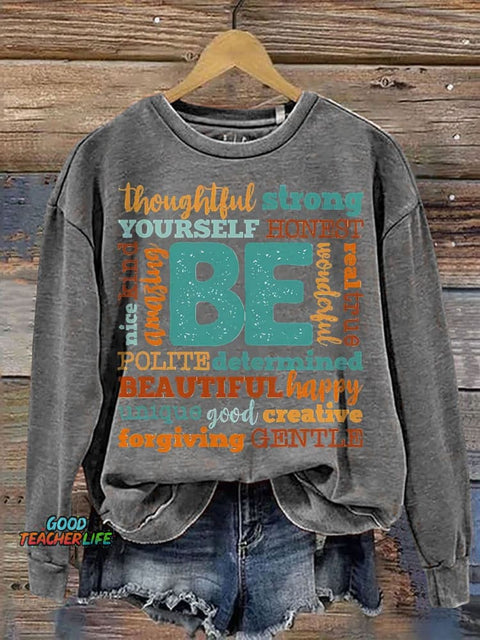 Teacher Positive Thinking Casual Print Sweatshirt