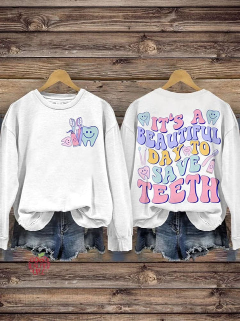 Christmas It's A Beautiful Day To Save Teeth Casual  Sweatshirt