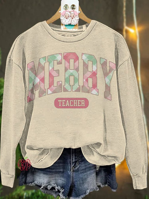 Christmas Merry Teacher Casual  Sweatshirt