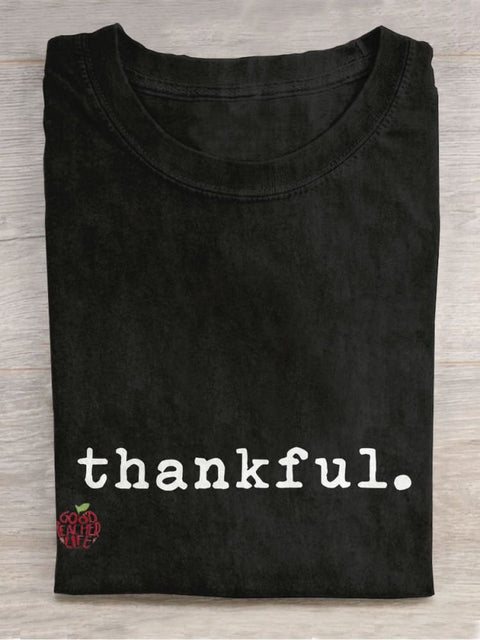 Thankful Casual Print T-shirt