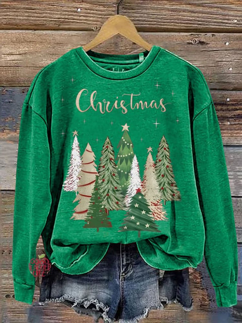 Christmas Tree Print Casual Sweatshirt