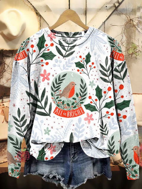 Christmas Tree Birds Casual Sweatshirt