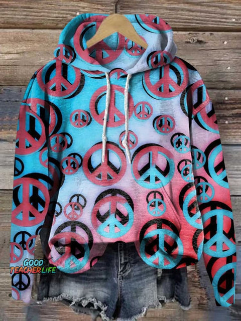 Hippie Peace Sign Love and Peace Casual Sweatshirt