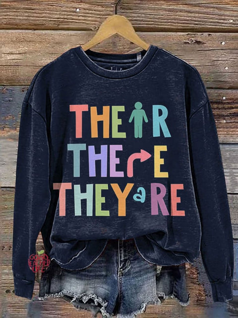 Their There They're English Literary Casual Print Sweatshirt