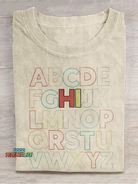 HI Alphabet Casual Print T-shirt