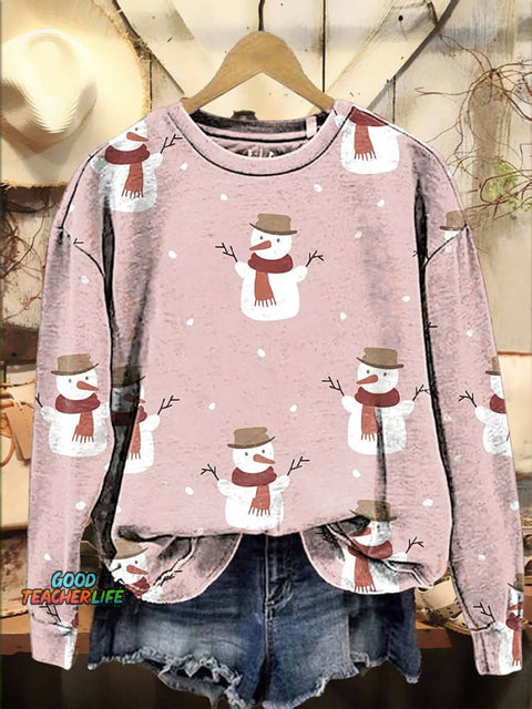 Christmas snowman with a scarf Casual  Sweatshirt