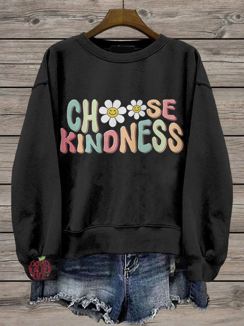 Cute Teacher Choose Kindness Be Kind Teacher Casual Print Sweatshirt