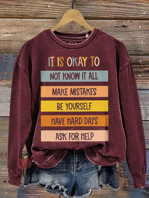 It Is Okay To Do Teacher Casual Print Sweatshirt