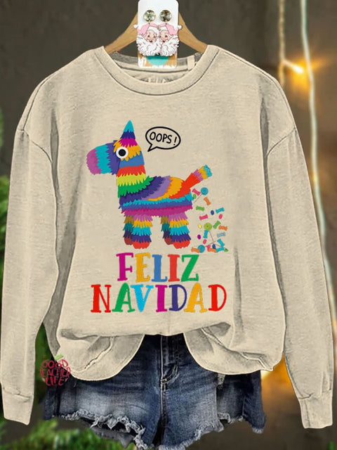 Oops Alpaca Feliz Navidad Spanish Teacher Casual Sweatshirt