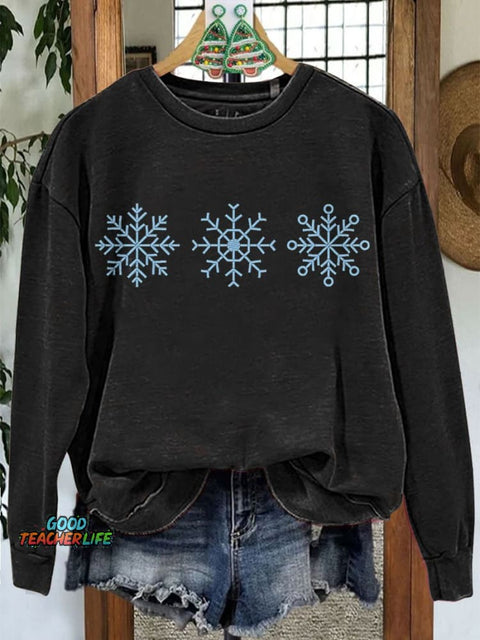 Snowflakes Winter Christmas Casual Print Sweatshirt