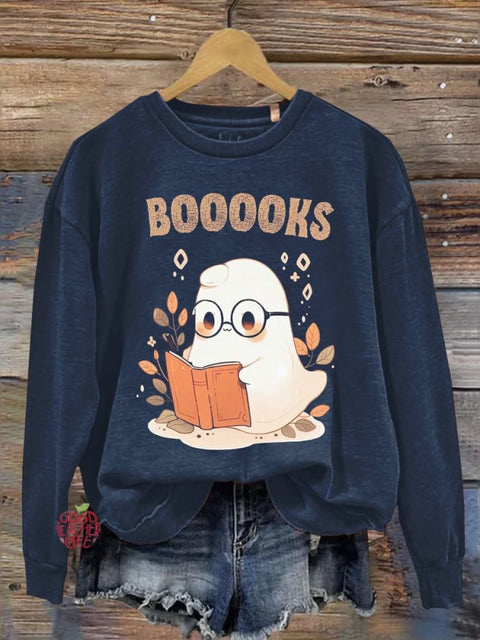 Funny Ghost Book Nerd Teacher Casual Sweatshirt