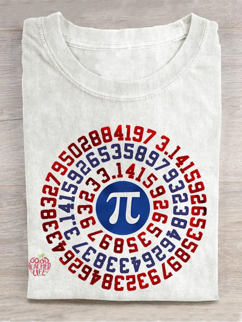 Mathematics Symbol Π Teacher Casual Print T-shirt