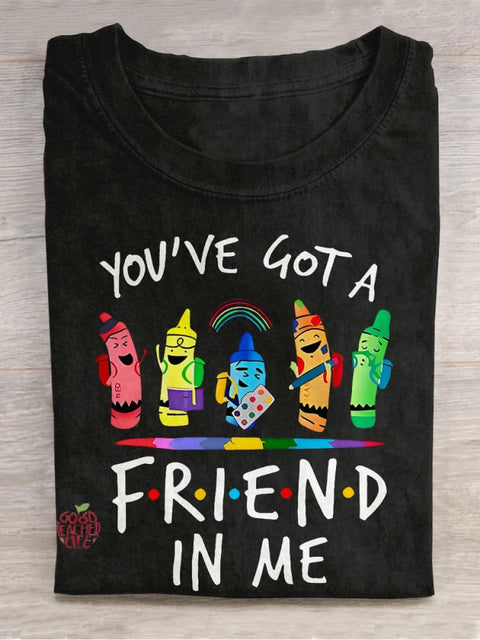 You've Got A Friend In Me Teacher Casual Print T-shirt